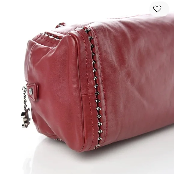 CHANEL Red Smooth Calfskin Bowler Shoulder Bag - Picture 5 of 12